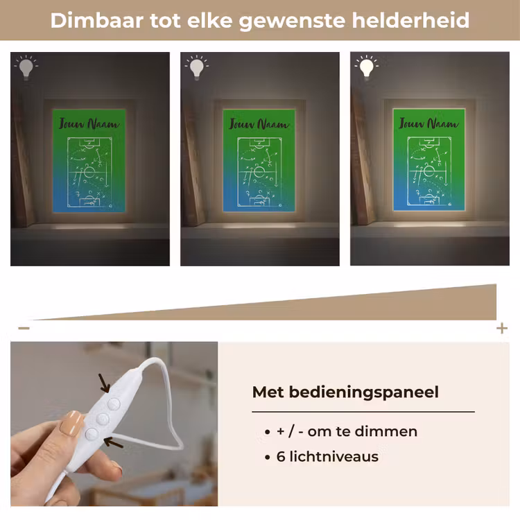 Voetbal - Tactiek - Spel - Groen - Blauw Light Box met kabel (Kinderlampje) klein -USP_dimbaarNL