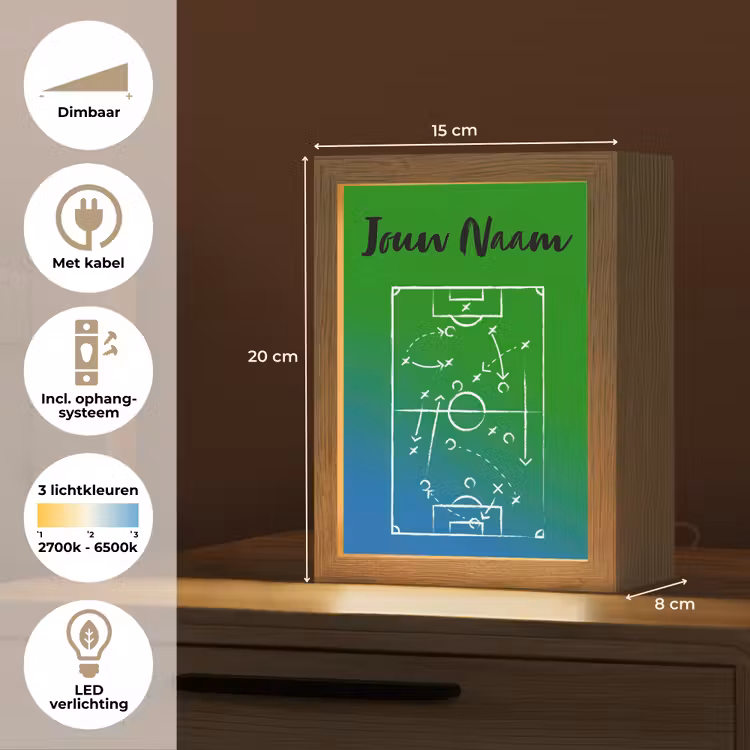 Voetbal - Tactiek - Spel - Groen - Blauw Light Box met kabel (Kinderlampje) klein -USP_NL