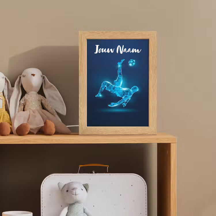 Voetballer - Blauw - Neon Light Box met kabel (Kinderlampje) klein -sfeer2_kind