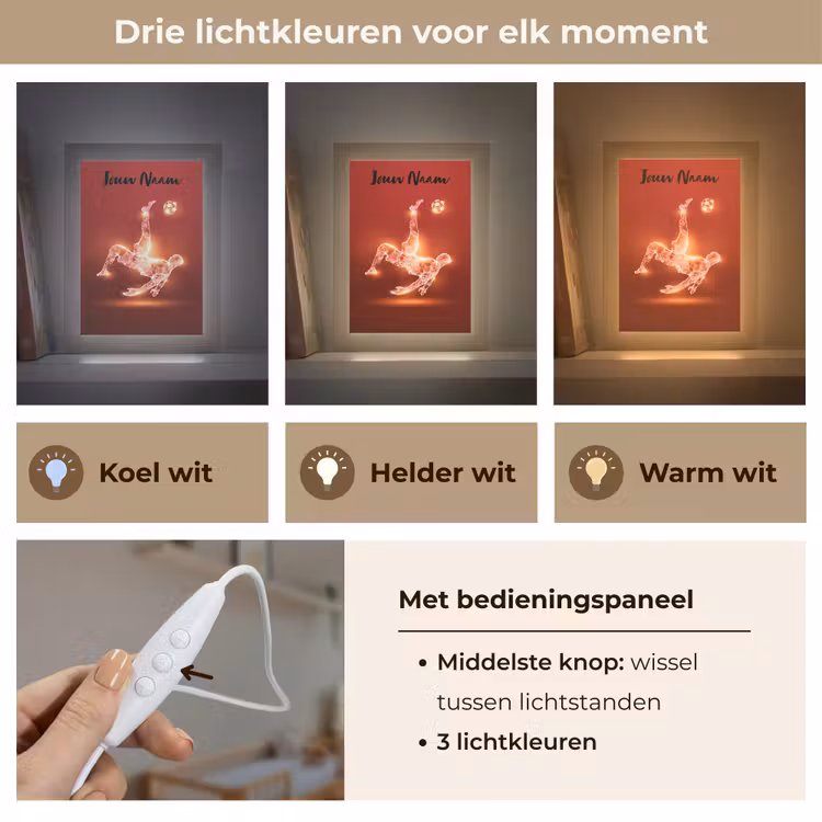 Voetballer - Omhaal - Rood - Neon Light Box met kabel (Kinderlampje) klein -USP_lichtkleurNL