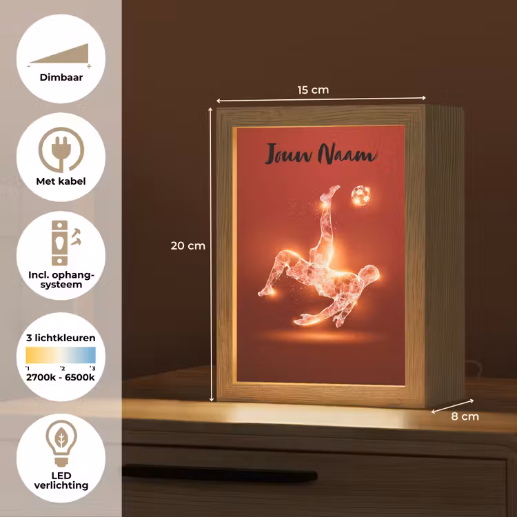 Voetballer - Omhaal - Rood - Neon Light Box met kabel (Kinderlampje) klein -USP_NL