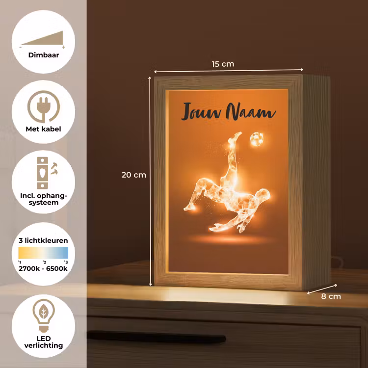 Voetballer - Oranje - Voetbal - Omhaal Light Box met kabel (Kinderlampje) klein -USP_NL