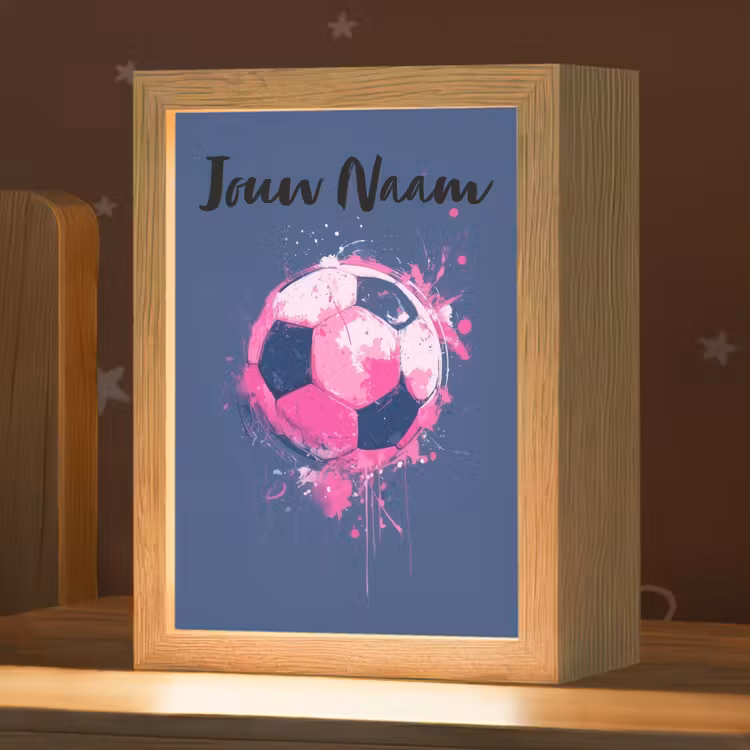 Voetbalvibes -  Verf - Roze - Blauw Light Box met kabel (Kinderlampje) klein -zzz_3d_website