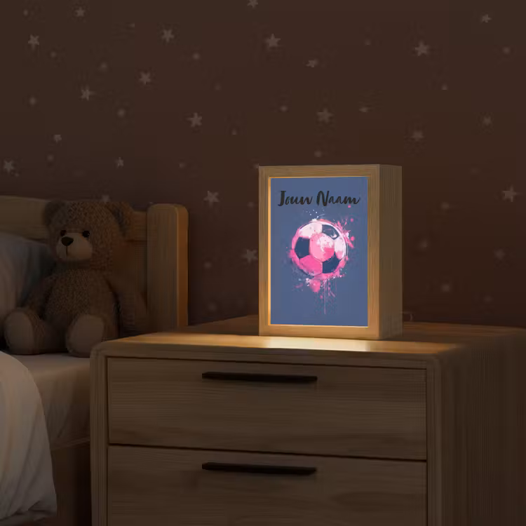 Voetbalvibes -  Verf - Roze - Blauw Light Box met kabel (Kinderlampje) klein -sfeer1_kind