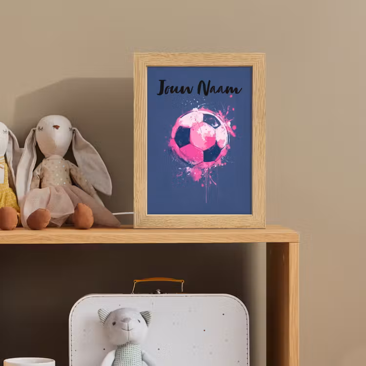 Voetbalvibes -  Verf - Roze - Blauw Light Box met kabel (Kinderlampje) klein -sfeer2_kind