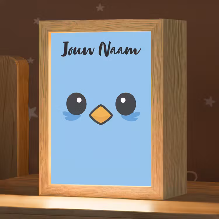 Vogel - Blauw - Gezicht Light Box met kabel (Kinderlampje) klein -zzz_3d_website