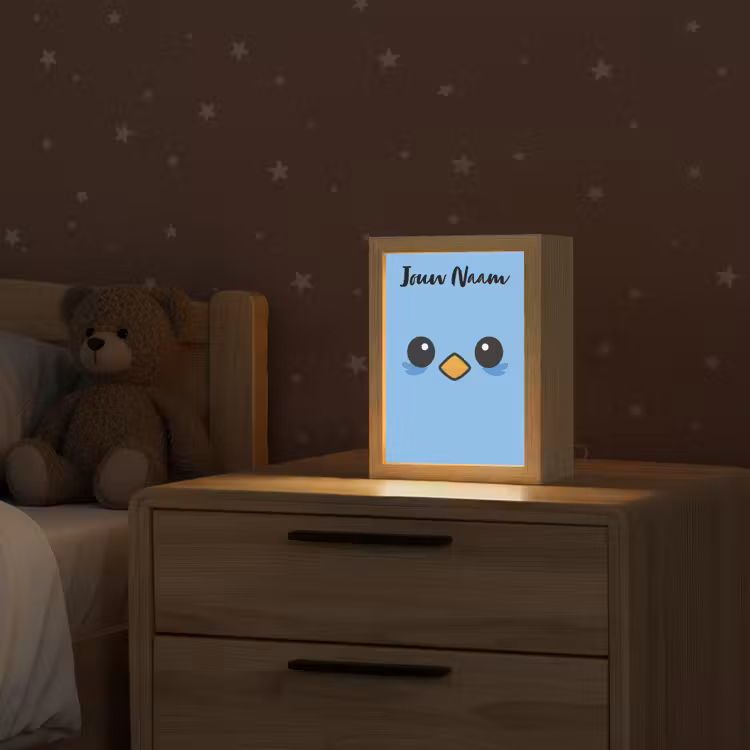 Vogel - Blauw - Gezicht Light Box met kabel (Kinderlampje) klein -sfeer1_kind