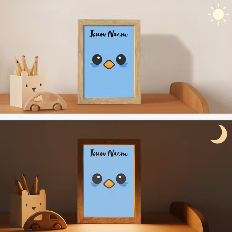 Vogel - Blauw - Gezicht Light Box met kabel (Kinderlampje) klein -sfeer3_kind