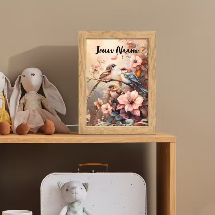 Vogels - Bloemen - Roze - Pastel Light Box met kabel (Kinderlampje) klein -sfeer2_kind