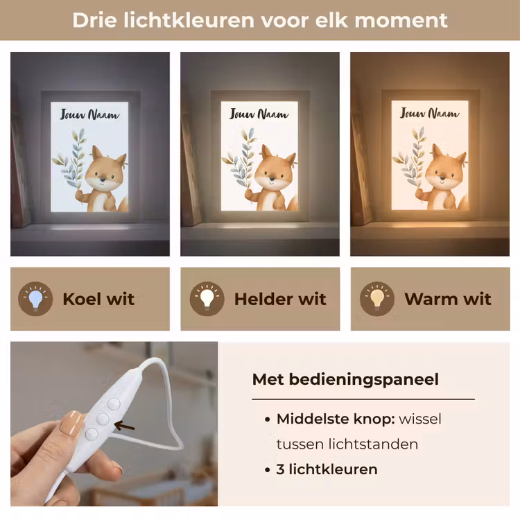 Vos - Dier - Bosdieren Light Box met kabel (Kinderlampje) klein -USP_lichtkleurNL