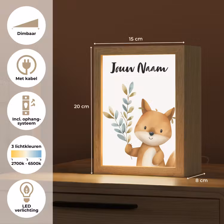 Vos - Dier - Bosdieren Light Box met kabel (Kinderlampje) klein -USP_NL