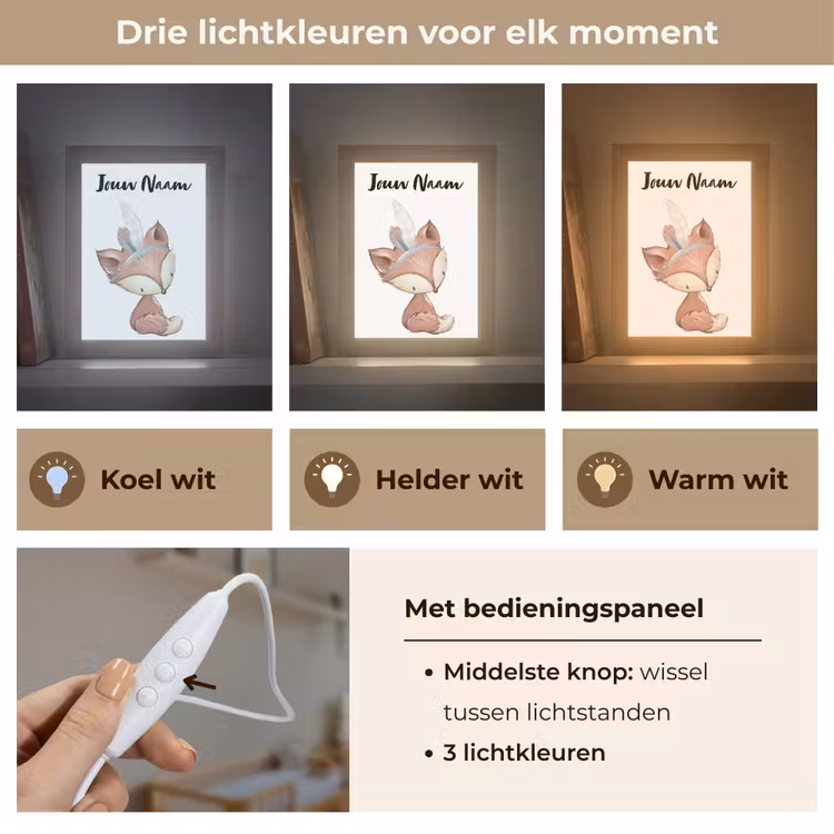 Vos - Dier - Bosdieren Light Box met kabel (Kinderlampje) klein -USP_lichtkleurNL