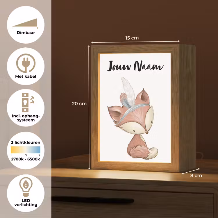 Vos - Dier - Bosdieren Light Box met kabel (Kinderlampje) klein -USP_NL