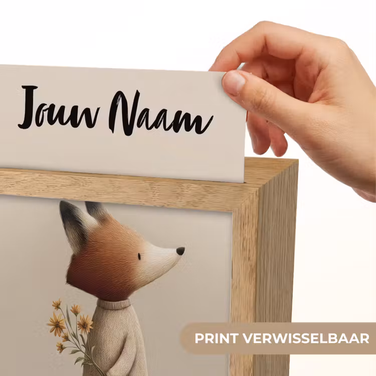 Vos - Gele bloemen - Minimalistisch Light Box met kabel (Kinderlampje) klein -USP_websiteprintNL