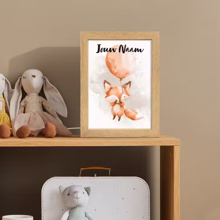 Vos - Pastel kleuren - Dier Light Box met kabel (Kinderlampje) klein -sfeer2_kind