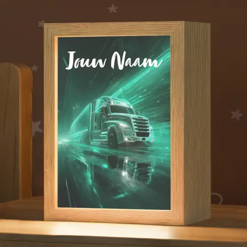 Vrachtwagen - Stad - Groen - Neon Light Box met kabel (Kinderlampje) klein -zzz_3d_website