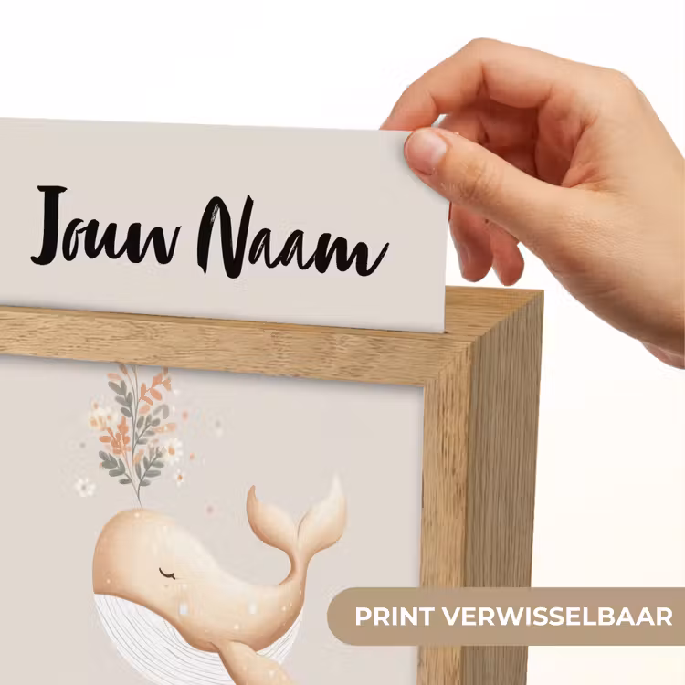 Walvis - Illustratie - Minimalistisch - Bloemen Light Box met kabel (Kinderlampje) klein -USP_websiteprintNL