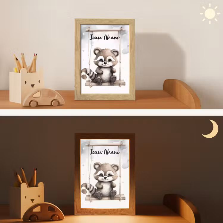 Wasbeer - Dier - Kinderen Light Box met kabel (Kinderlampje) klein -sfeer3_kind