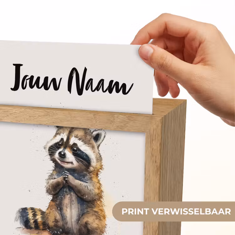 Wasbeer - Waterverf - Kleuren - Dieren - Kids Light Box met kabel (Kinderlampje) klein -USP_websiteprintNL