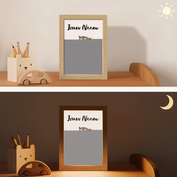 Wasbeer - Waterverf - Kleuren - Dieren - Kids Light Box met kabel (Kinderlampje) klein -sfeer3_kind