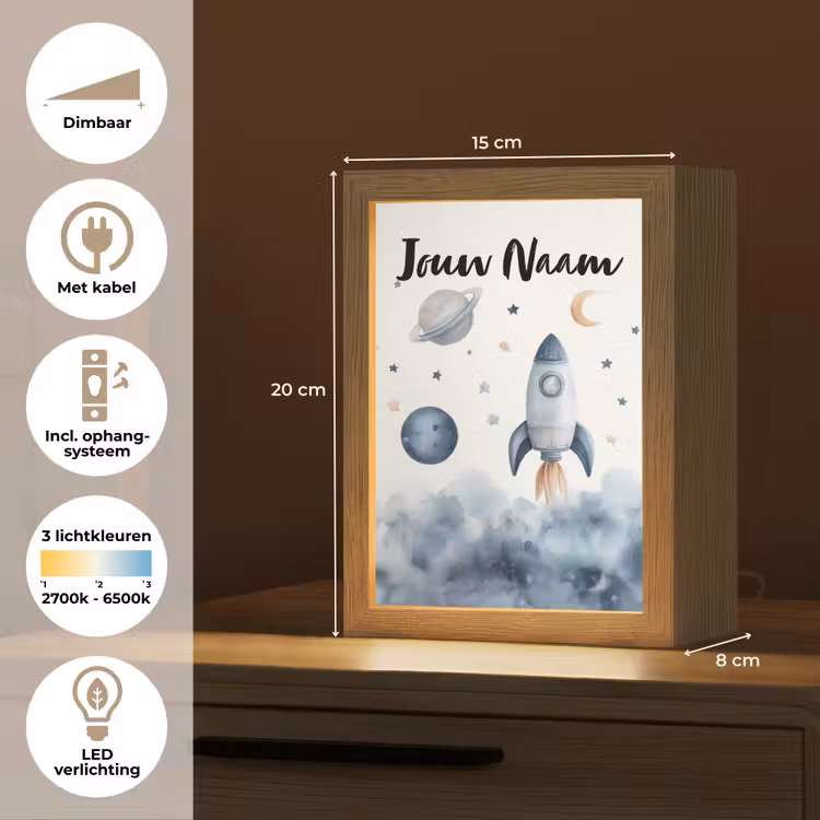 Waterverf - Planeten - Sterren - Raket Light Box met kabel (Kinderlampje) klein -USP_NL
