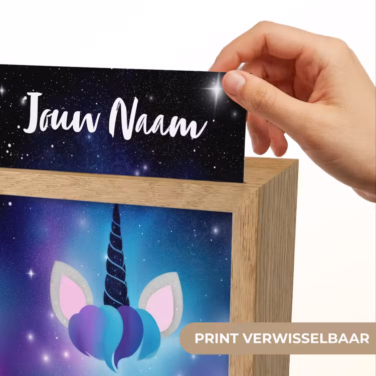 Wimpers - Eenhoorn - Sterren - Blauw Light Box met kabel (Kinderlampje) klein -USP_websiteprintNL