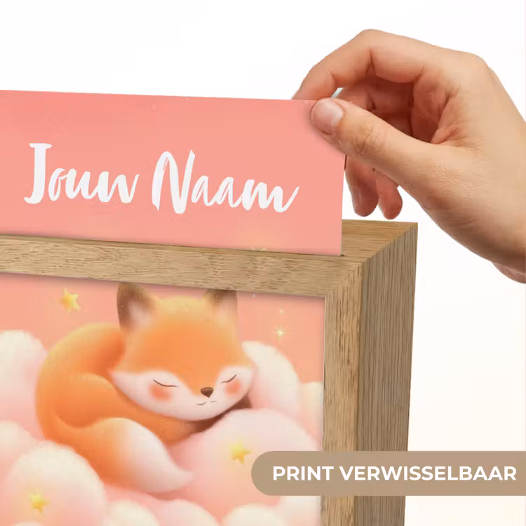 Wolken - Vos - Oranje - Sterren Light Box met kabel (Kinderlampje) klein -USP_websiteprintNL