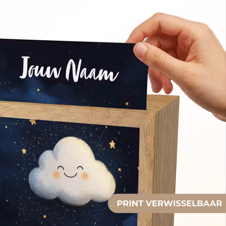 Wolkje - Gezichtje - Sterren - Donkerblauw Light Box met kabel (Kinderlampje) klein -USP_websiteprintNL