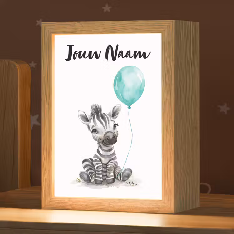 Zebra - Baby dier - Blauwe ballon Light Box met kabel (Kinderlampje) klein -zzz_3d_website