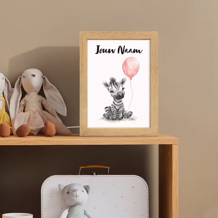 Zebra - Baby - Dieren - Roze ballon Light Box met kabel (Kinderlampje) klein -sfeer2_kind