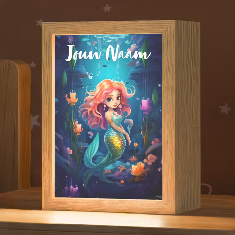 Zeemeermin - Bloemen - Onderwater - Meisjes - Kind Light Box met kabel (Kinderlampje) klein -zzz_3d_website