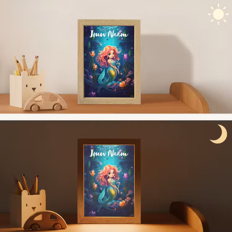 Zeemeermin - Bloemen - Onderwater - Meisjes - Kind Light Box met kabel (Kinderlampje) klein -sfeer3_kind