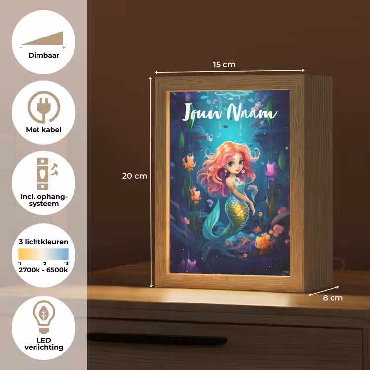 Zeemeermin - Bloemen - Onderwater - Meisjes - Kind Light Box met kabel (Kinderlampje) klein -USP_NL