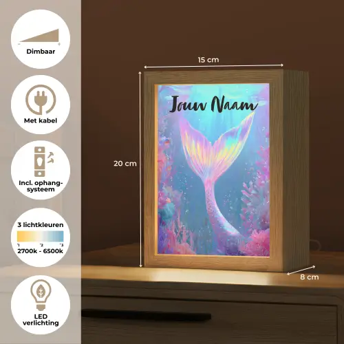 Zeemeerminnenstaart - Koraal - Water Light Box met kabel (Kinderlampje) klein -USP_NL