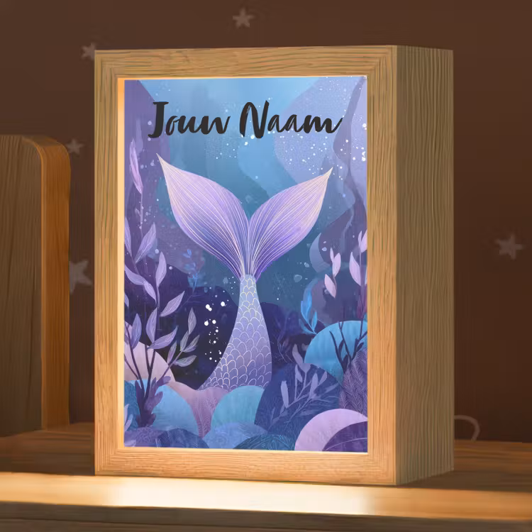 Zeemeerminnenstaart - Onderwaterplanten - Paars - Blauw Light Box met kabel (Kinderlampje) klein -zzz_3d_website