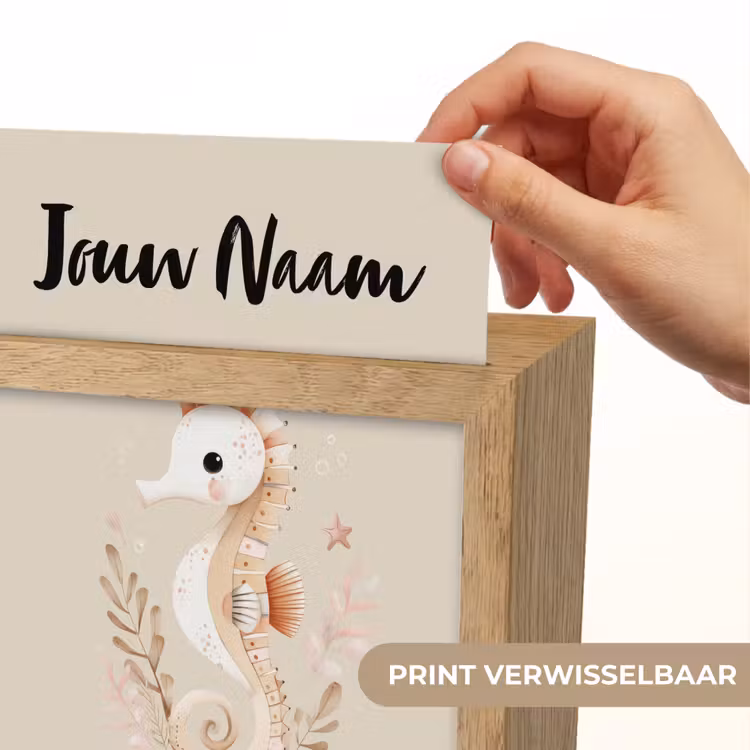 Zeepaardje - Zeewier - Beige Light Box met kabel (Kinderlampje) klein -USP_websiteprintNL