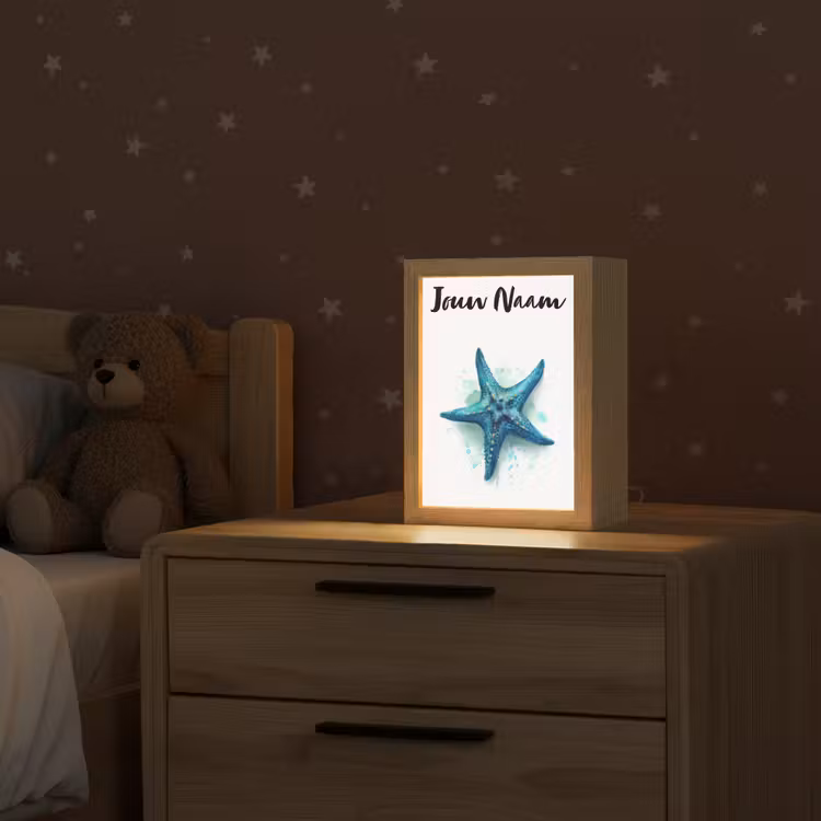 Zeester - Blauw - Spetters Light Box met kabel (Kinderlampje) klein -sfeer1_kind