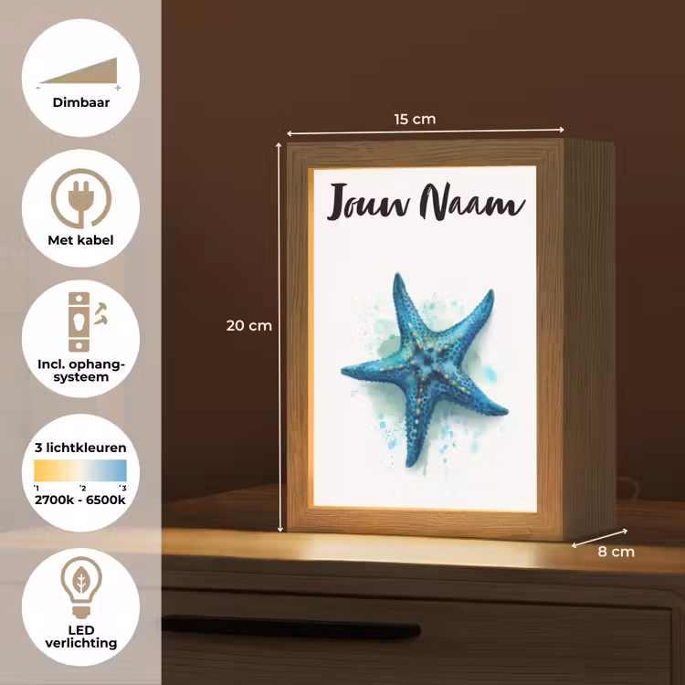 Zeester - Blauw - Spetters Light Box met kabel (Kinderlampje) klein -USP_NL