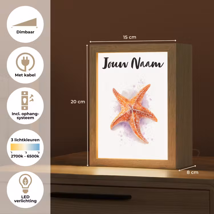 Zeester - Oranje - Paars Light Box met kabel (Kinderlampje) klein -USP_NL