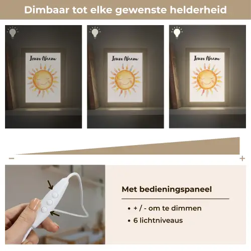 Zon - Watercolor - Geel Light Box met kabel (Kinderlampje) klein -USP_dimbaarNL