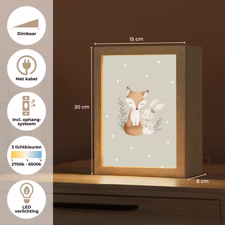 Minimalistisch - Dieren - Bladeren - Stippen Light Box met kabel klein -USP_NL