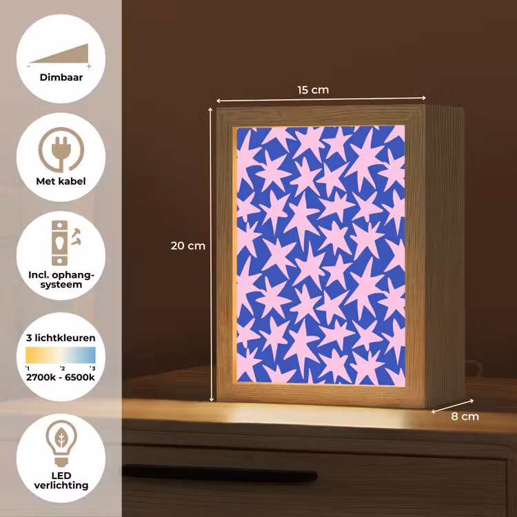 Modern - Sterren - Blauw Light Box met kabel (Kinderlampje) klein 904 -USP_NL