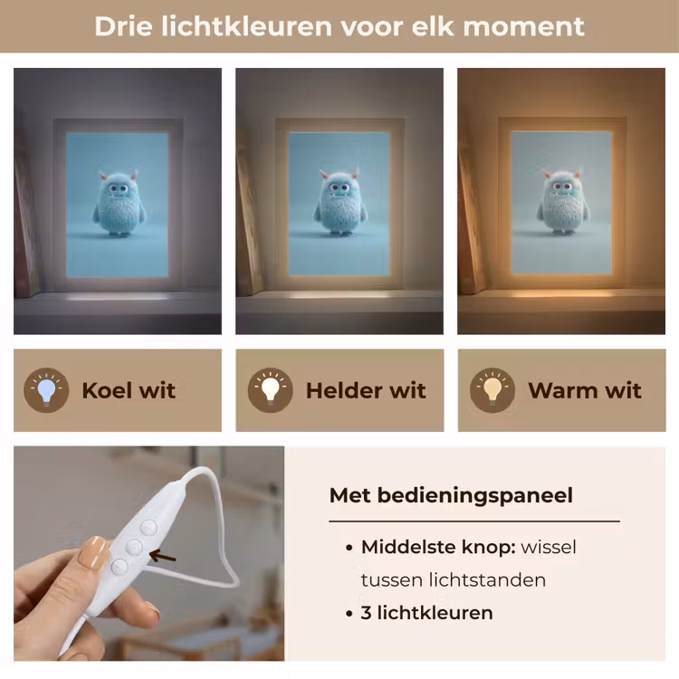 Monster - Blauw Light Box met kabel klein -USP_lichtkleurNL
