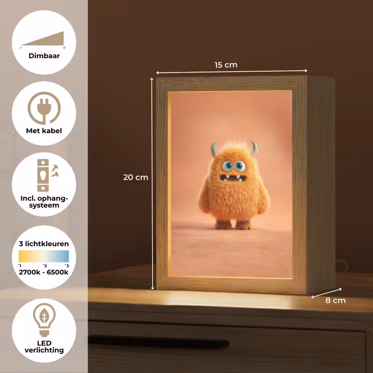 Monster - Knuffel - Oranje Light Box met kabel klein -USP_NL