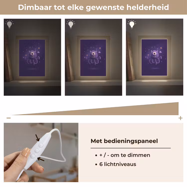 Monster - Paars - Ruimte Light Box met kabel klein -USP_dimbaarNL