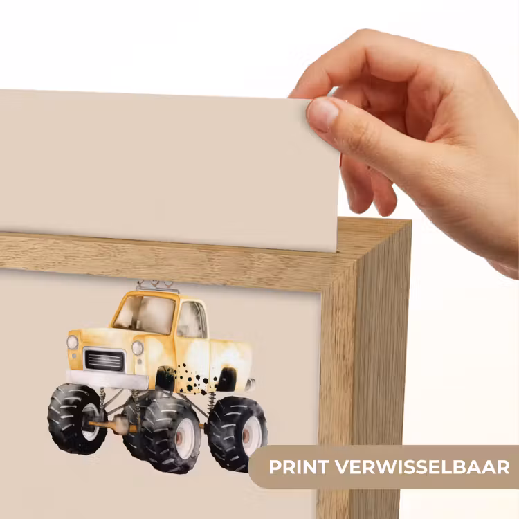 Monstertruck - Geel - Beige Light Box met kabel (Kinderlampje) klein -USP_websiteprintNL