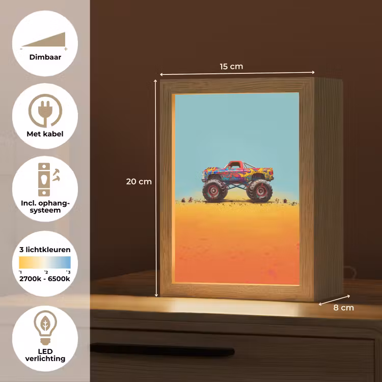 Monstertruck - Graffiti - Jongens - Auto Light Box met kabel klein -USP_NL