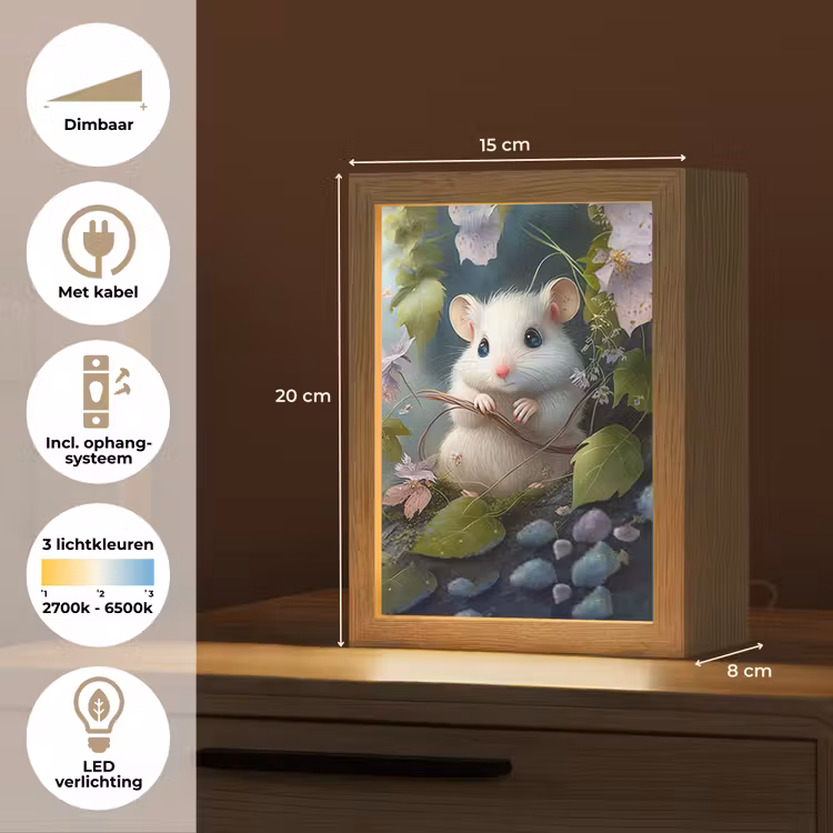 Muis - Bos - Bloemen - Illustratie - Bosdieren Light Box met kabel klein -USP_NL