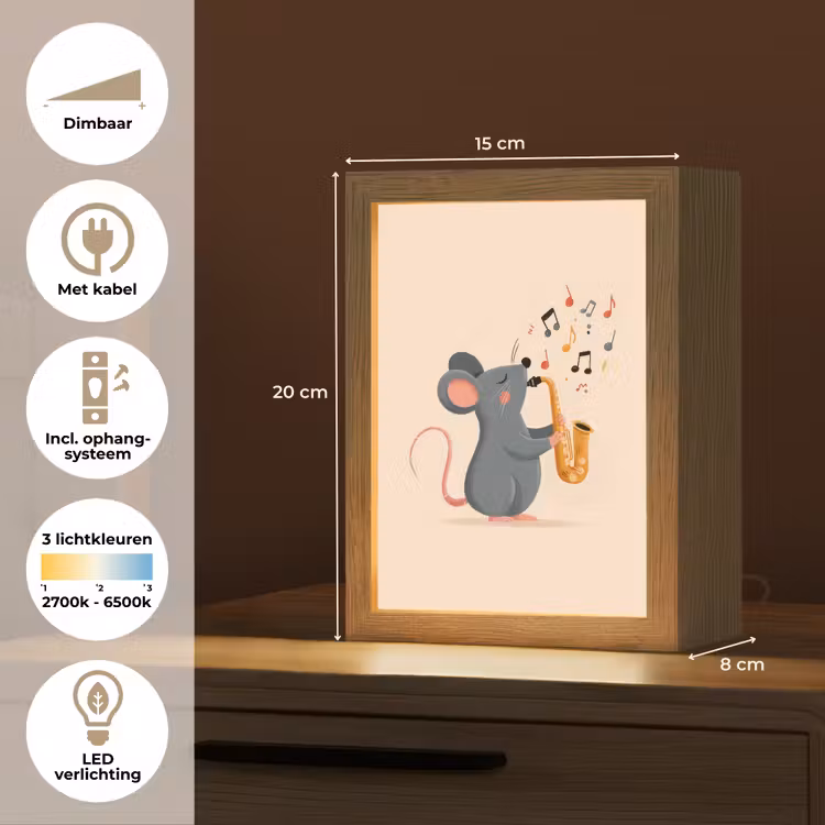 Muis - Saxofoon - Muzieknoten Light Box met kabel klein -USP_NL