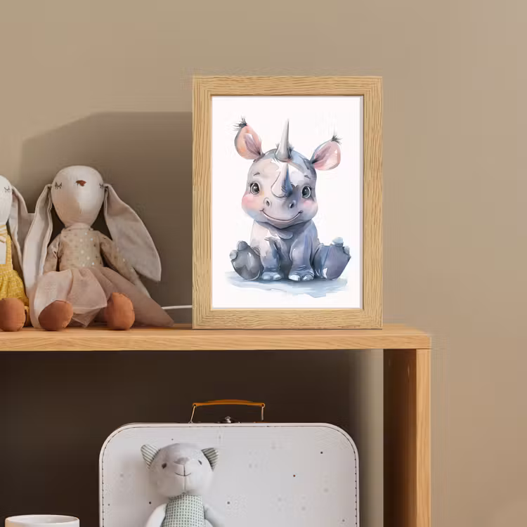 Neushoorn - Baby dier - Dieren Light Box met kabel klein -sfeer2_kind